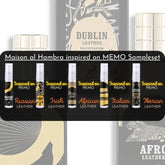 Set van vijf leer-geurende parfummonsters van het Memo Sampleset